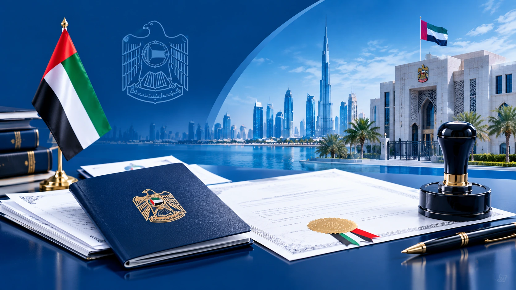 UAE Attestation Desk with SkylineBackdrop